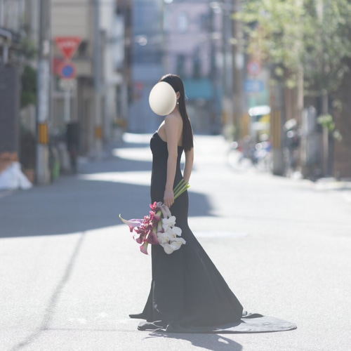 実例写真！パーティードレス ブラック マーメイドライン ベアトップ  