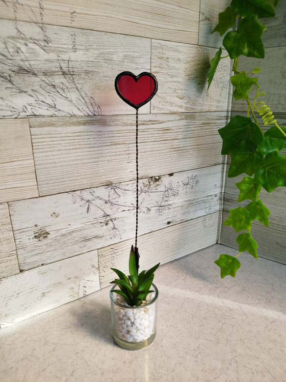 ✨ステンドグラス✨ ハート形クリップ❤️(赤) その他インテリア