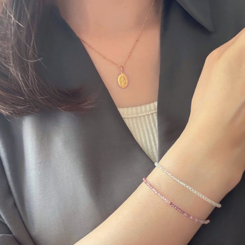 ≪8月誕生石≫ マルチカラースピネルのワイヤーブレスレット 14kgf