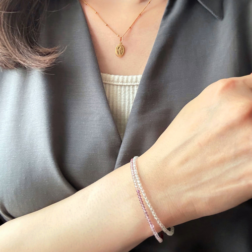 ≪8月誕生石≫ マルチカラースピネルのワイヤーブレスレット 14kgf