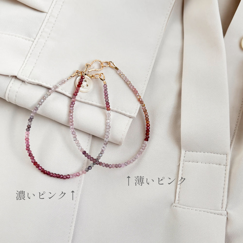 ≪8月誕生石≫ マルチカラースピネルのワイヤーブレスレット 14kgf