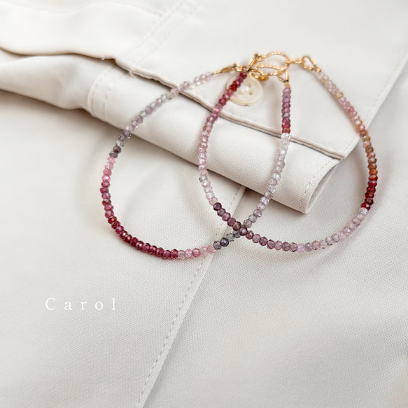 ≪8月誕生石≫ マルチカラースピネルのワイヤーブレスレット 14kgf