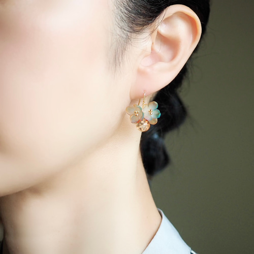 金木犀 水彩画フラワーピアス/イヤリング キンモクセイ サージカル