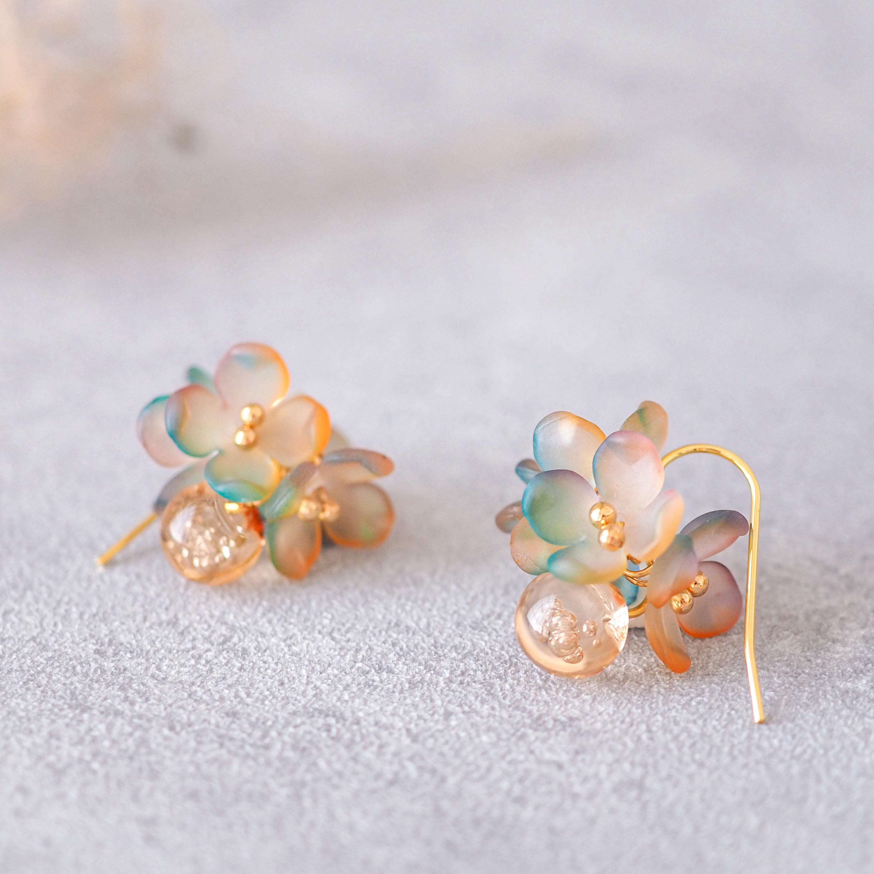 金木犀 水彩画フラワーピアス/イヤリング キンモクセイ