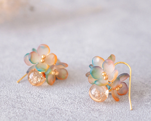 金木犀 水彩画フラワーピアス/イヤリング キンモクセイ サージカル