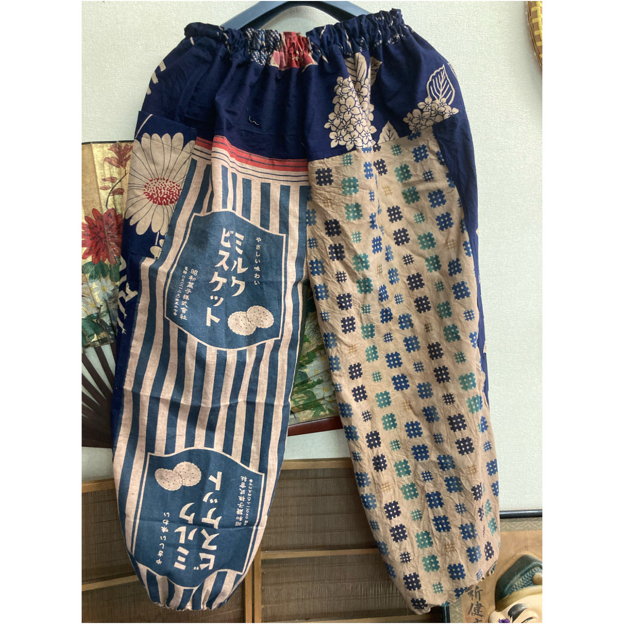 ●柿渋染め手ぬぐいパンツ●手作り●
