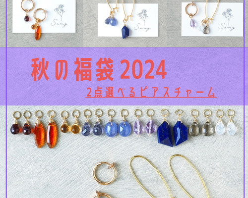 イヤリングセット 秋の福袋 2ペア選べる天然石のピアス／イヤリングセット 14kgf ピアス