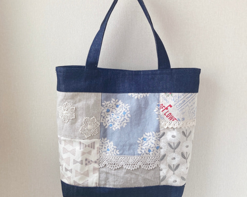 デニムのパッチワークトートバッグ トートバッグ kohana 通販 18115683