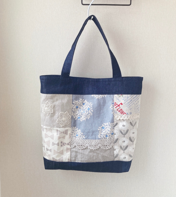 デニムのパッチワークトートバッグ トートバッグ kohana 通販 18115683