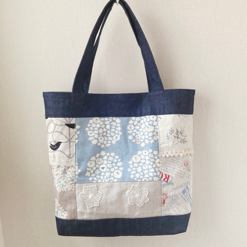 デニムのパッチワークトートバッグ トートバッグ kohana 通販 18115683