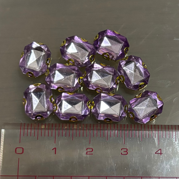 10個】パープルビジュー ビジューストーン パープルストーン 紫パーツ
