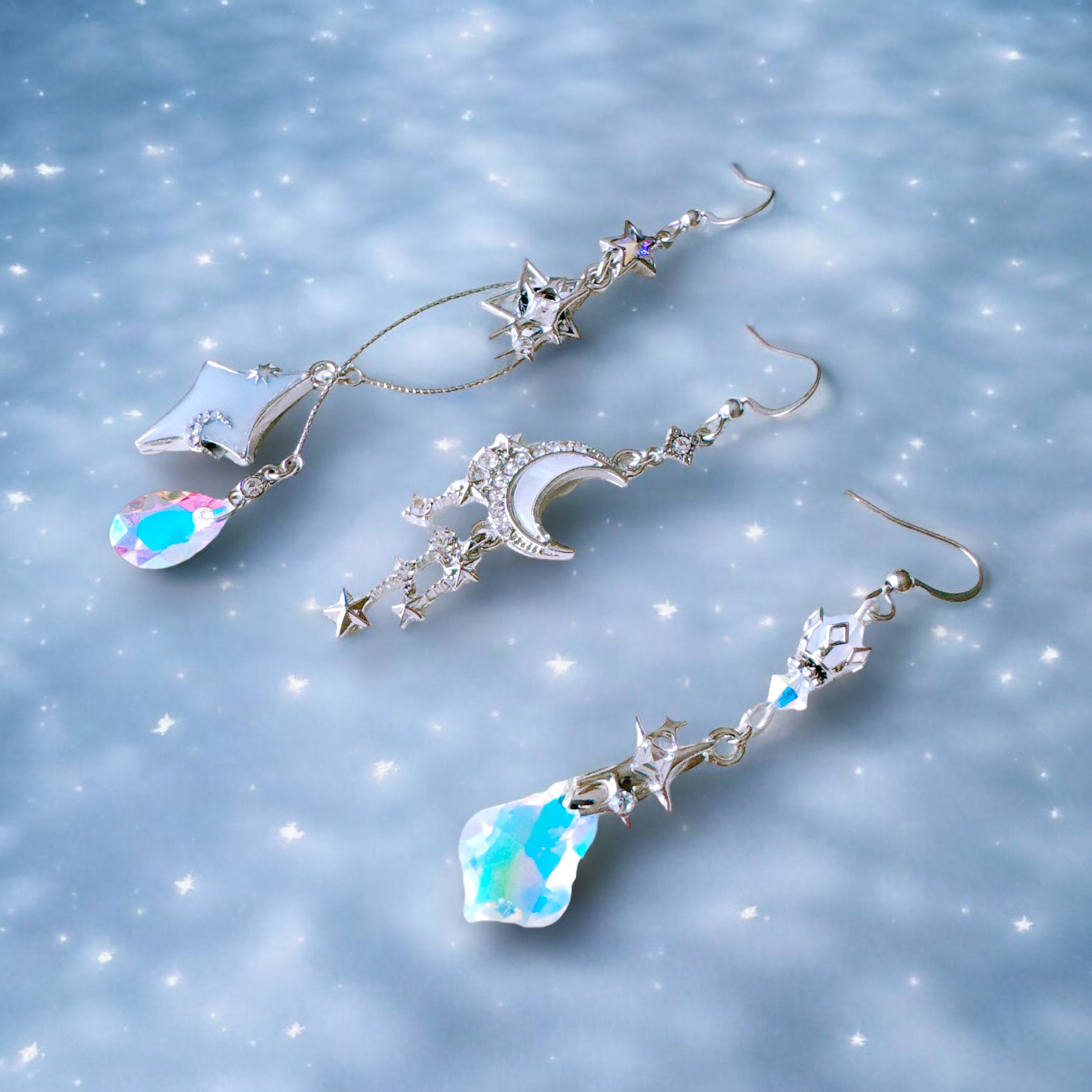 月と星のアクセサリーセット（ホワイト）ピアス