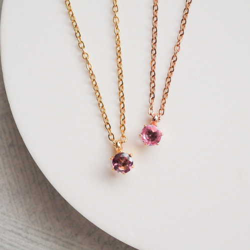 ピンクトルマリンネックレス 10月誕生石 サージカルステンレス