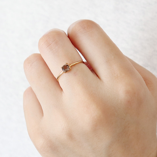 スモーキークォーツ ラウンドファセットカット 約4mm / Silver925製 