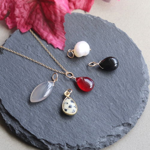 天然石チャーム5点 14Kgfネックレス 秋冬のおすすめ --Happy Bag