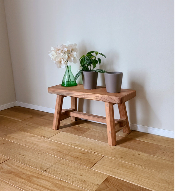 欅サイドテーブルアイアン家具観葉植物一輪挿し花台一枚板盆栽台 1点のみ】空間を飾る欅 一枚板 花台 踏み台 補助台 サイド