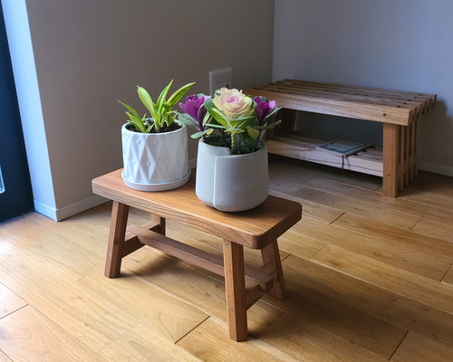 1点のみ】空間を飾る欅 一枚板 花台 踏み台 補助台 サイドテーブル