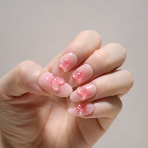 ぷっくりハートネイル ネイルチップ(つけ爪) reine_nail 通販 ぷっくりハートネイル ネイルチップ(つけ爪) reine_nail 通販