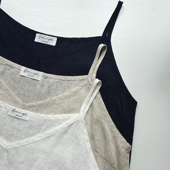 【心地よい★Ｖネックのインナートップス★リネン100%】ベージュのみ│清涼感│薄手│ノースリーブ│T-159XQN 9枚目の画像