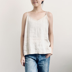 【心地よい★Ｖネックのインナートップス★リネン100%】ベージュのみ│清涼感│薄手│ノースリーブ│T-159XQN 5枚目の画像