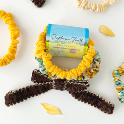 重ねて付けても単体でも♪ 大人かわいい 細シュシュセット ネイビー