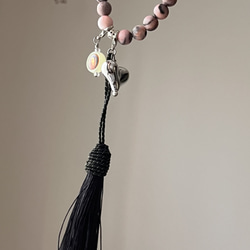 数珠♡車御守りアクセサリー♡参拝ブレス♡ピンクオパール♡陰陽