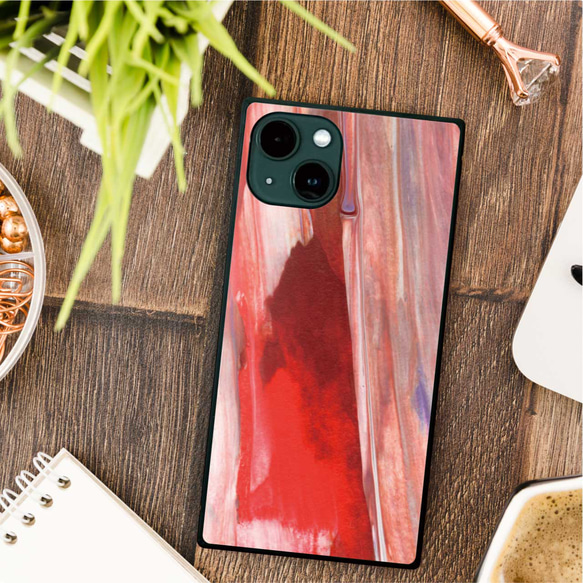 ストローク 水彩 抽象  強化ガラス iPhoneケース mini se pro max plus 3枚目の画像