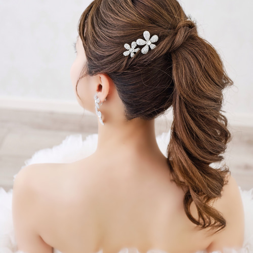 ANNAN WEDDING ヘアピン ヘッドドレス ヘッドドレス ウェディング ゴールド 花 小枝 アレンジ Uピン 髪