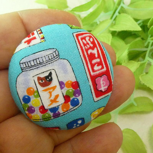 大) 「昭和駄菓子屋－あさぎ」 38ミリ(大) 仕立ての選べるくるみボタン