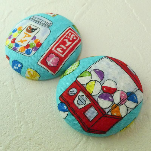 大) 「昭和駄菓子屋－あさぎ」 38ミリ(大) 仕立ての選べるくるみボタン