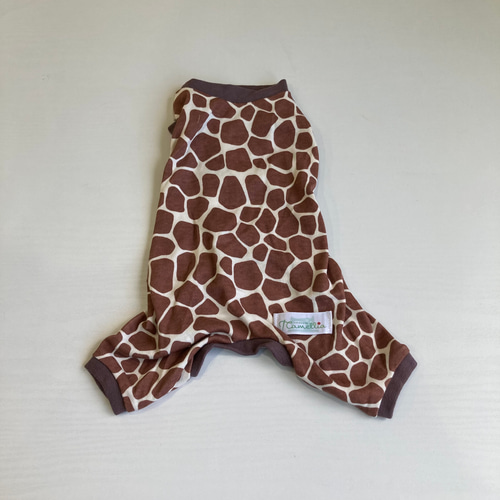 ☆犬服 アニマルシリーズ ロンパース キリン柄（ココアリブ）XSサイズ