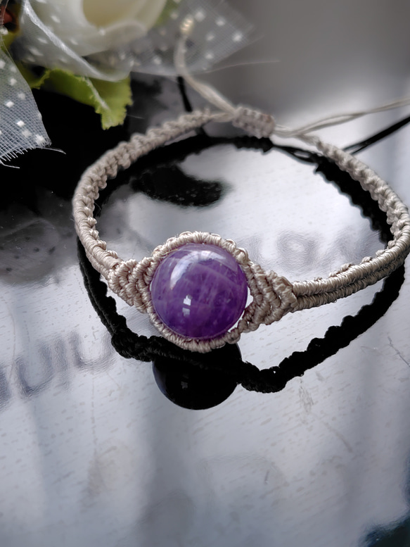 希少【チャロアイト】天然石 マクラメ ブレスレット 紫 ブレスレット  