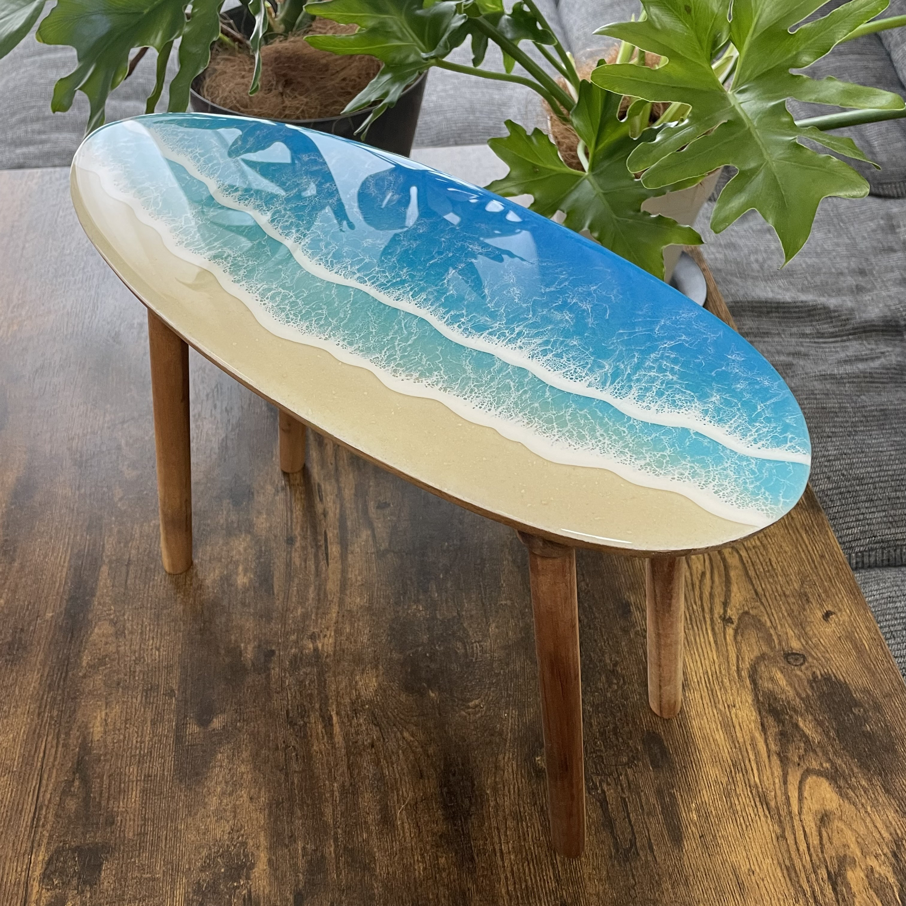 『朝焼けの海のサーフボードテーブル』♯サイドテーブル♯海♯海風インテリア 朝焼けの海のサーフボードテーブル』♯サイドテーブル♯海♯海風