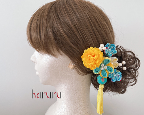 髪飾り 着物や浴衣にどうぞ（ちりめんと特選金地） 077e01f103a1e8ed651c96e56d2a89