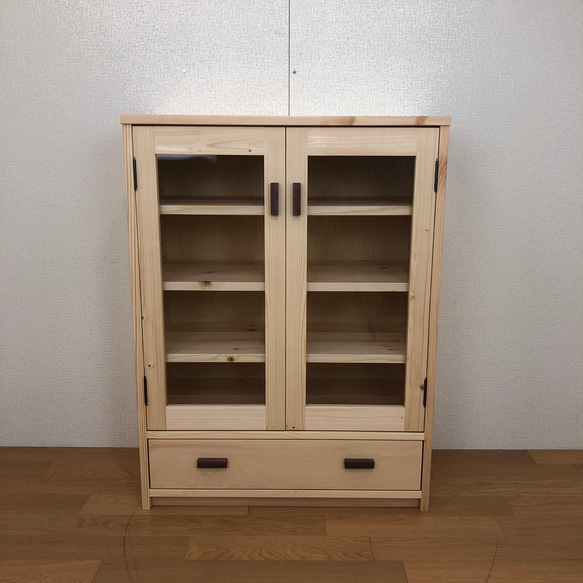 福袋 キャビネット60CM 無垢材 （CB3 本棚にも 食器棚 コレクション チェスト・キャビネット