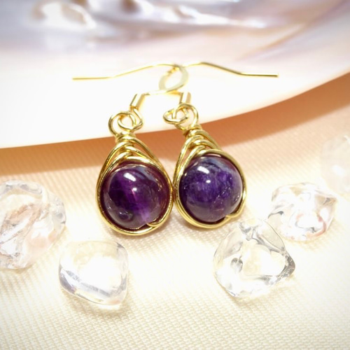 no.3885　アメジストのピアス/イヤリング　天然石ピアス no.3885アメジストのピアス/イヤリング天然石ピアス