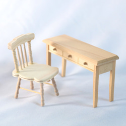 ミニチュア 木製 机 テーブル 椅子 2点セット ドールハウス 家具 1:12