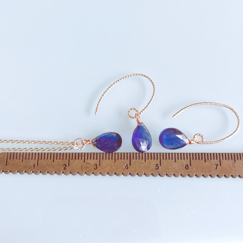 9月誕生石》ブルーサファイア ドロップ ネックレス 雫 14kgf