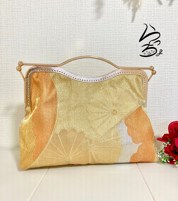 帯リメイク 扇に菊 変わりがま口バッグ 帯リメイク 菊に扇 変わりがま口バッグ 【公式通販】