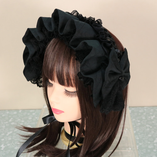 レースリボンヘッドドレス - ボンネット、ヘッドドレス