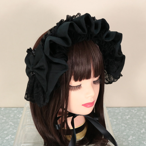 黒弾×ボンネット ヘッドドレス ロリータ ゴシック 和ロリ ヘッド