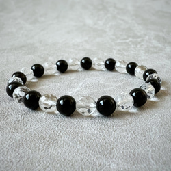 ブラジル産 黒水晶（モリオン）×水晶の天然石ブレスレット