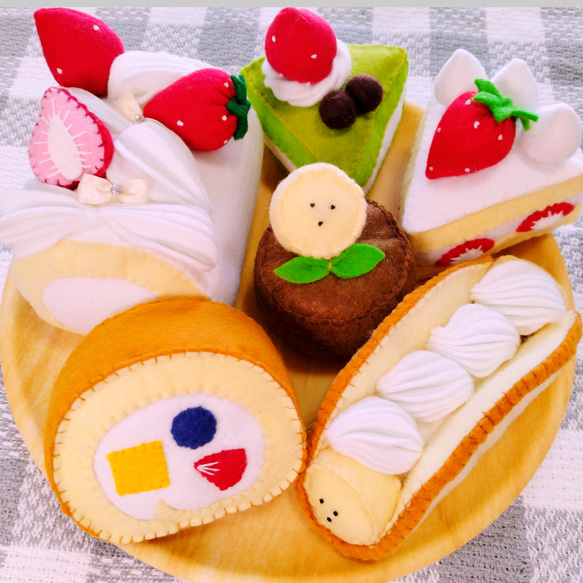 フェルトおままごと ケーキ屋さん♪ケーキ6個セット おもちゃ・人形