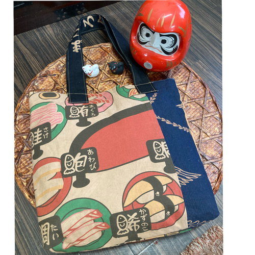 843 バッグ ロック 手ぬぐい 手拭い ハンドメイド リメイク 柿渋