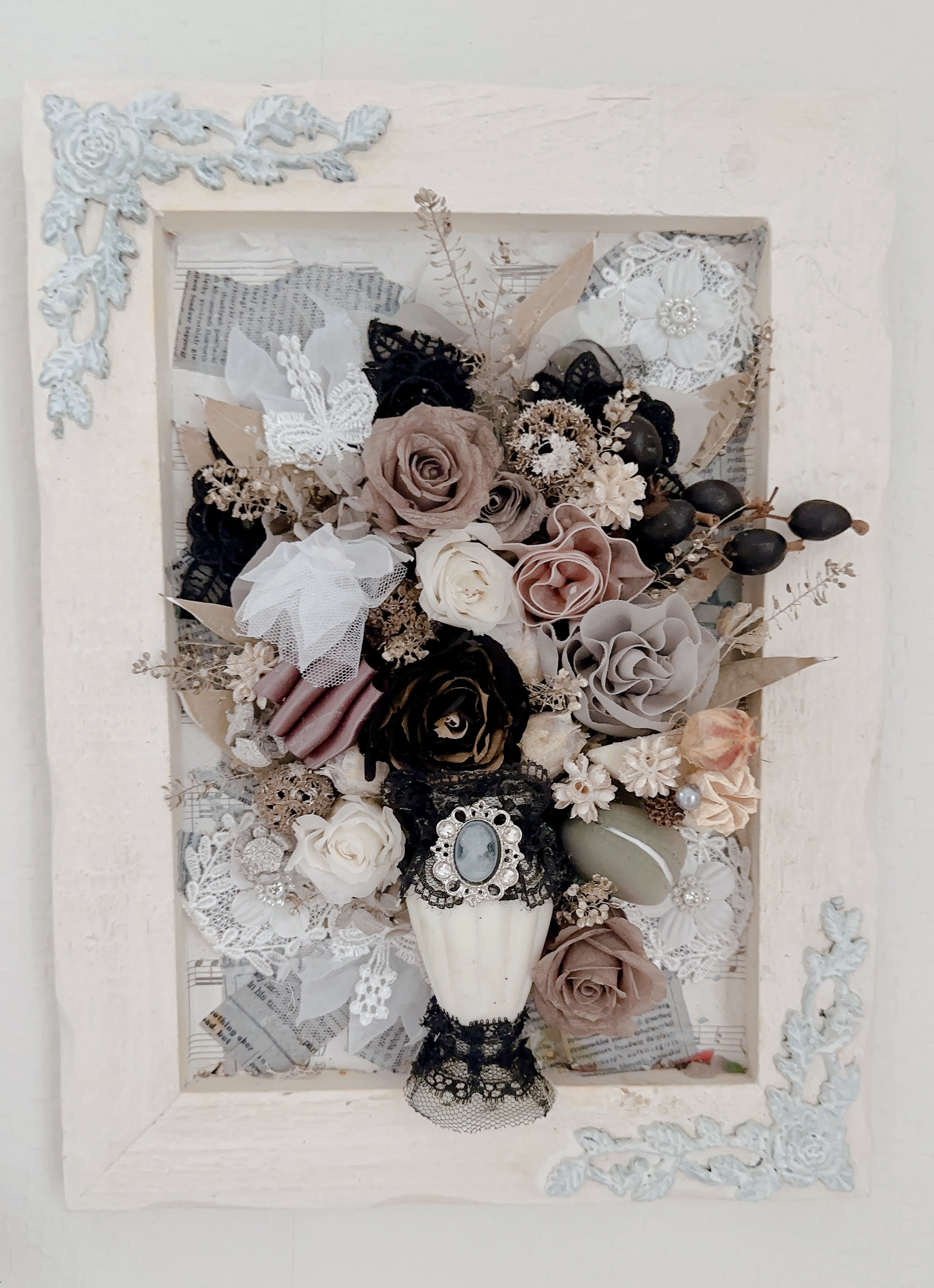 ❤️SALE❤️アンティークカメオ出演デコパージュ壁掛けアレンジ