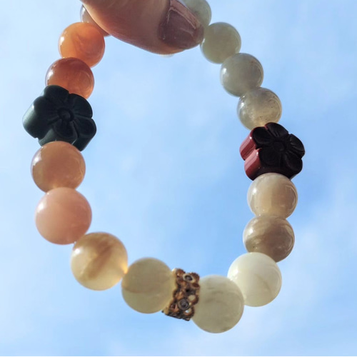 ミックスカラームーンストーン　ブレスレット ③女性性✴平和✴柔らかな感受性 ☆ミックスムーンストーンの