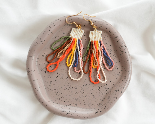 デリカビーズピアス　◎クラゲフリンジピアス　他全6点 デリカビーズピアス ◎クラゲフリンジピアス 他全6点 鳥モチーフ