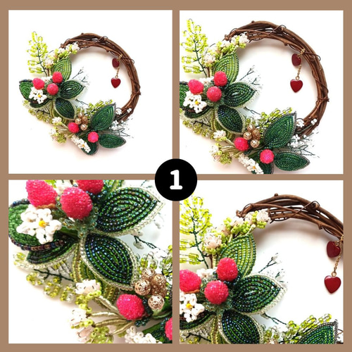 ○✨miniリース2 各1,800円 ビーズのフラワーリース お好きなリースを