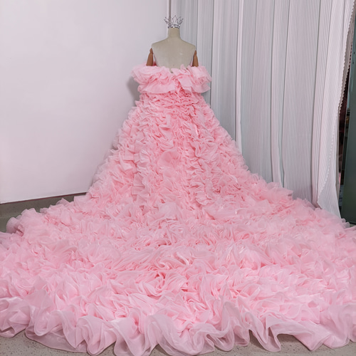 送料無料！豪華！ カラードレス 薄ピンク オフショルダー 上質