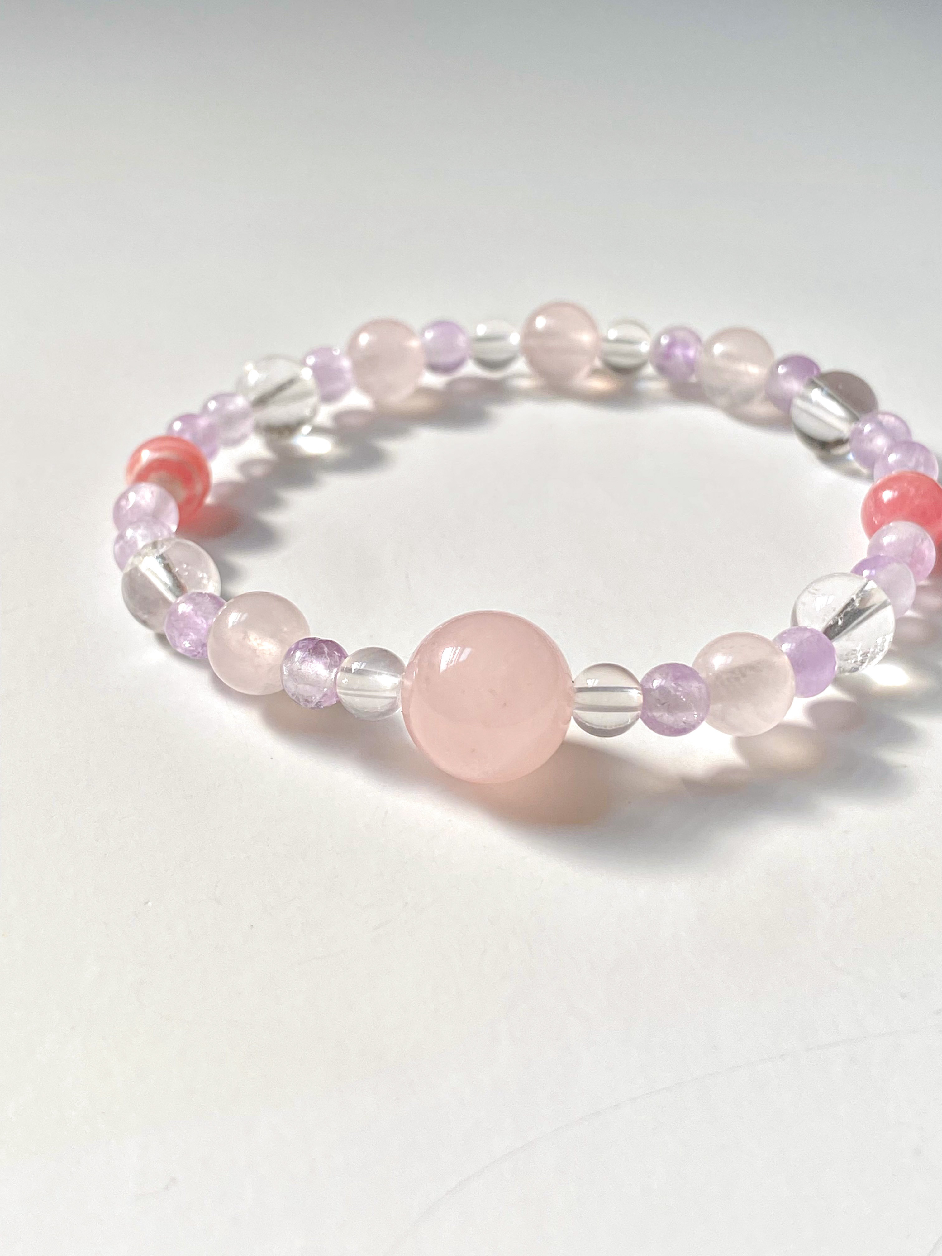 天然石ブレスレット/ローズクォーツ/インカローズ/アメジスト/ピンク/ブレスレット/恋愛/家庭